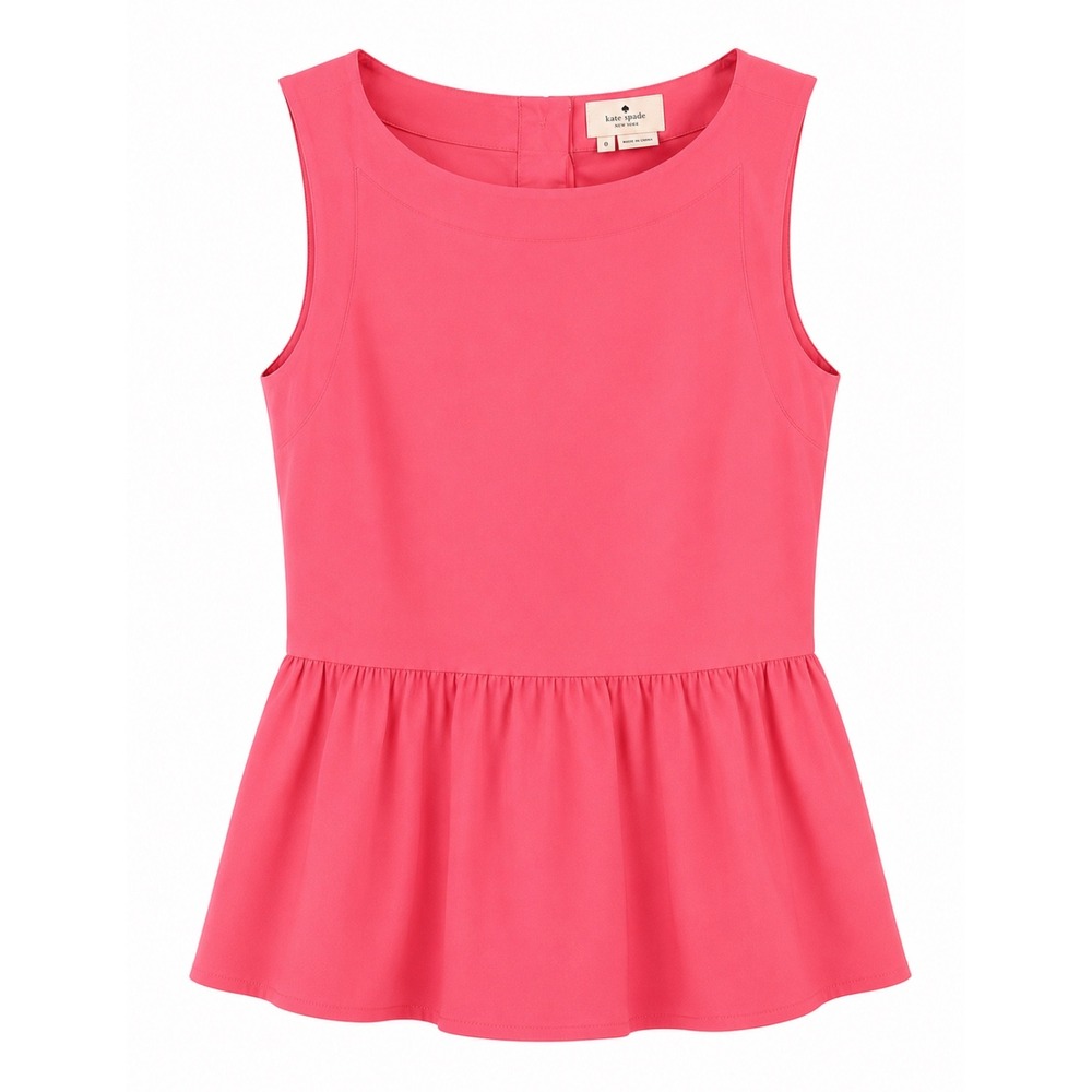 Kate Spade New York Peplum Top Size 0 Pink Cotton Blend Sleeveless Blouse NWOT